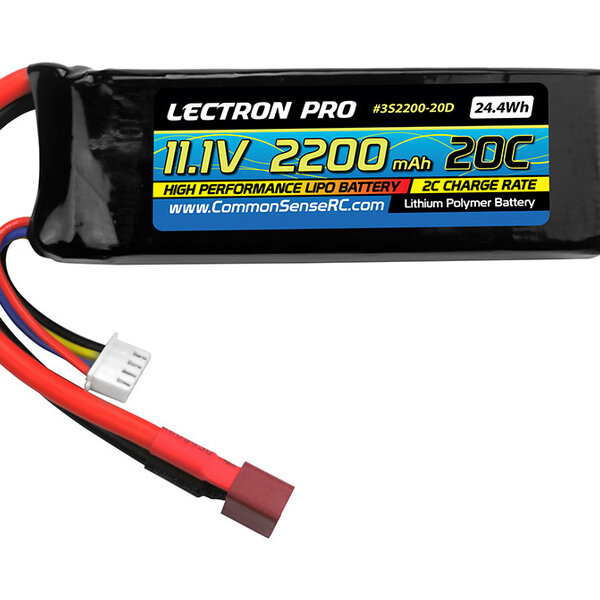 Commonsence RC Lectron Pro 11.1V 2200mAh 20C Lipo Battery with Deans-type Connector