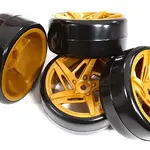Integy 5 Spoke Complete Wheel & Tire Set (4) for Drift Racing (O.D.=62mm) C30873