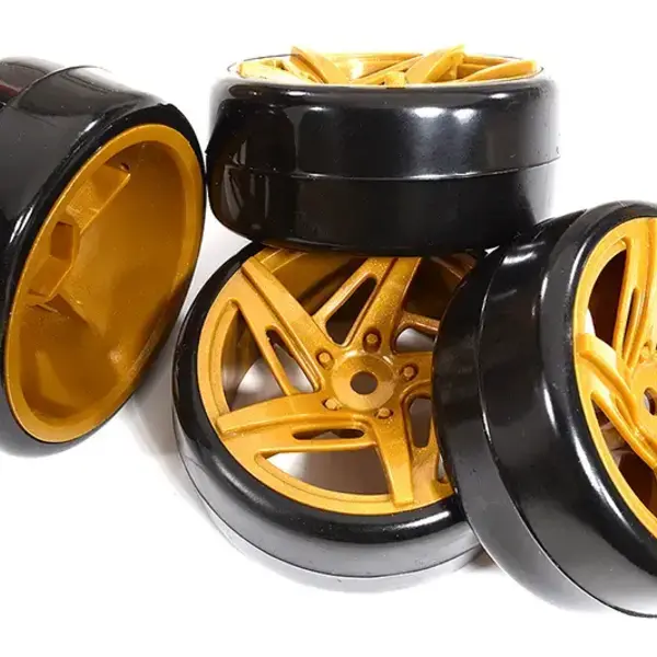 Integy 5 Spoke Complete Wheel & Tire Set (4) for Drift Racing (O.D.=62mm) C30873