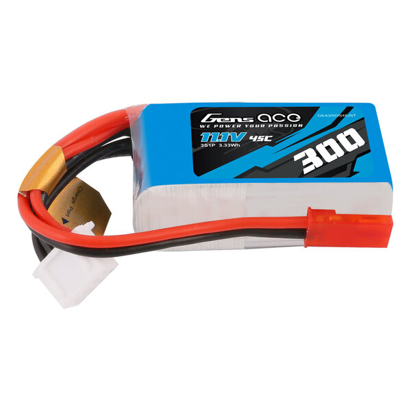 GENSACE Gens Ace 300mAh 3S 11.1V 45C Lipo Battery Pack With JST Plug