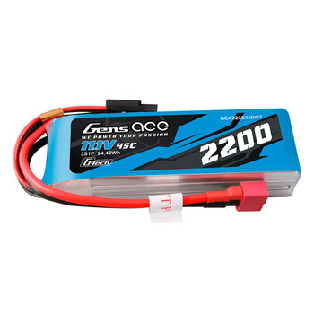 GENSACE Gens Ace 2200mAh 3S 45C 11.1V G-Tech Lipo Battery Pack With Deans Plug