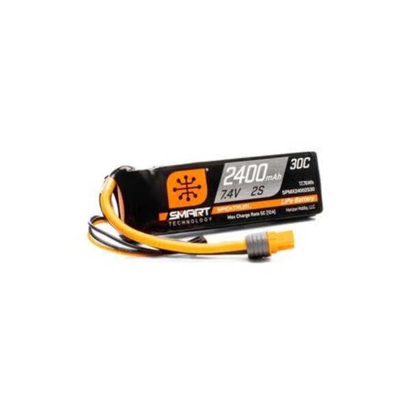 Spektrum 7.4V 2400mAh 2S Smart 30C LiPo Battery: IC3 Connector
