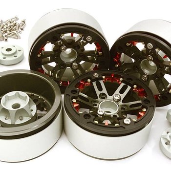 Integy BILLET MACHINED 1.9 D6 SPOKE WHEELS W/ 0 & +3 ADAPTERS FOR TRAXXAS TRX4