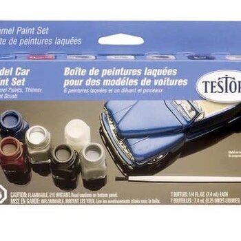 Model Car Customizing Enamel Paint Set (6 Colors & Thinner)