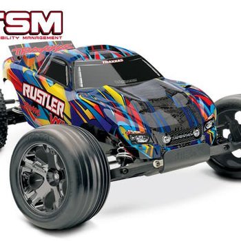 Traxxas tra37076-1 1/10 Rustler VXL RTR TQI Blue,yellowblk,red,or.