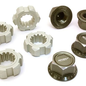 Integy BILLET MACHINED 24MM WHEEL ADAPTERS & 17MM WHEEL NUTS FOR TRAXXAS X-MAXX 4X4 C27147GUN