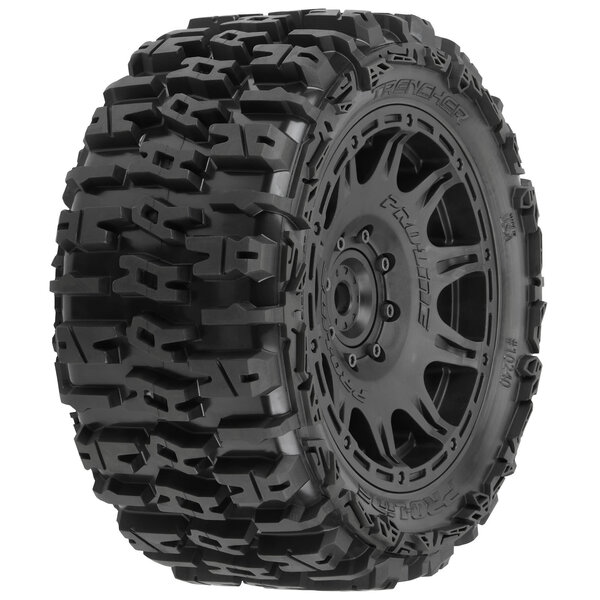 PROLINE 1/6 Trencher F/R 5.7” Tires Mounted 24mm Black Raid 8x48 Hex (2)