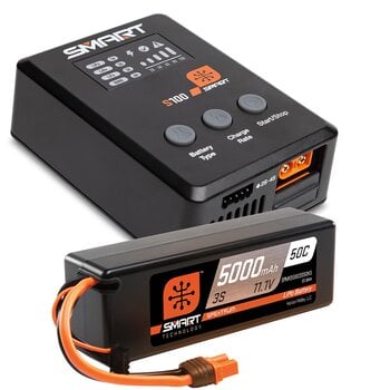Spectrum Smart Powerstage Surface Bundle: 5000mAh 3S 50C LiPo Battery (IC3) / 100W S100 Charger