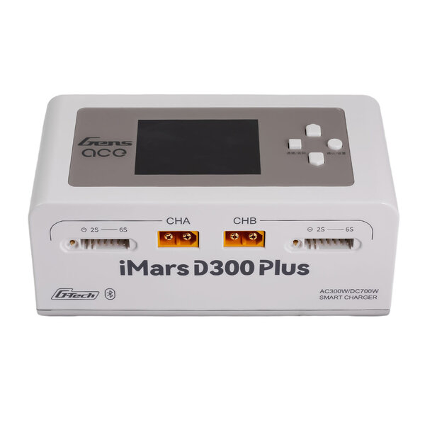 GENSACE iMars D300 Plus G-Tech Charger with Bluetooth, White The Gens Ace iMars D300 Plus is a cutting-edge dual-channel smart charger built on the proven D300 platform. It keeps all the core features of the G-Tech system and adds Bluetooth remote control. With t