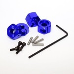 HOT RACING Blue Aluminum 12mm Wheel Hex, 2WD (4)