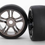 Traxxas 6479 Tires/Wheels Assebled Black Chrome Front XO-1 (2)