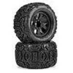DuraTrax Warthog 3.8"" All Terrain Tires Mounted on Ripper Black 8x32 Removable Hex Wheels (2) for 17mm MT Front or Rear