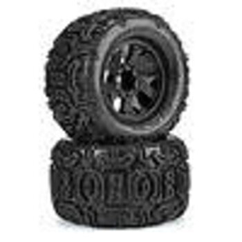 DuraTrax Warthog 3.8"" All Terrain Tires Mounted on Ripper Black 8x32 Removable Hex Wheels (2) for 17mm MT Front or Rear