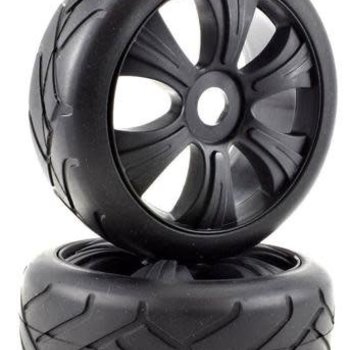 APEX APEX RC PRODUCTS 1/8 ON-ROAD BLACK AGGRESSOR WHEELS & SUPER GRIP TIRE SET #6024