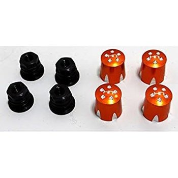 HOT RACING Aluminum Wheel Nut Caps and M4 Nuts (Orange) (4) - Mushroom Head