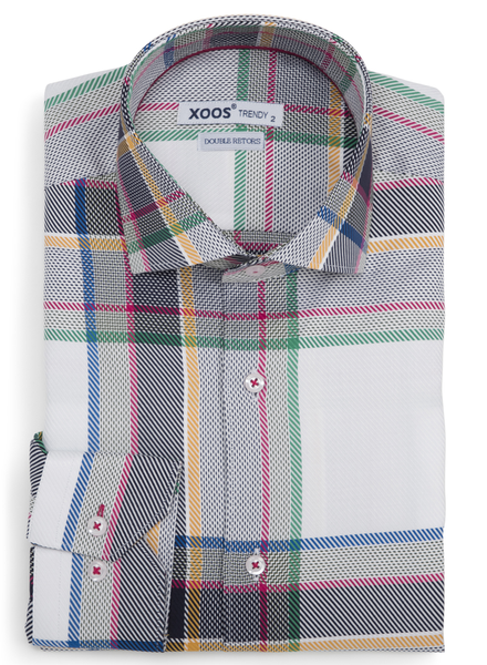 Chemisier Madras Blanc/Gris/Rose En Coton Tissé Main - Taille S, Neuf Sans Étiquettes