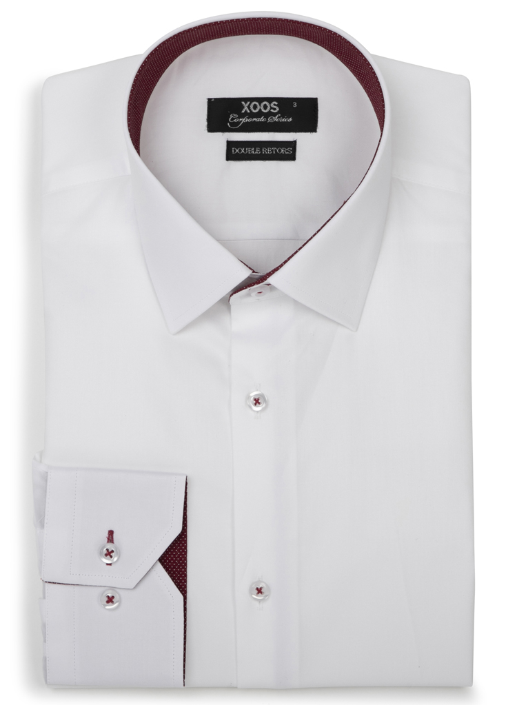maroon and white dress shirt