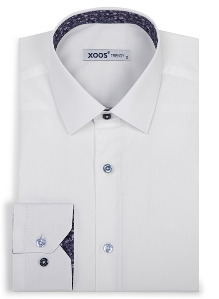 white dress shirt with colored buttons