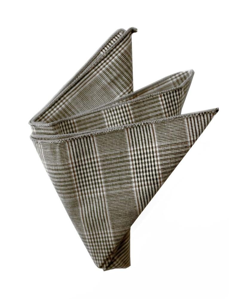 Gray and brown Prince of Wale pocket square