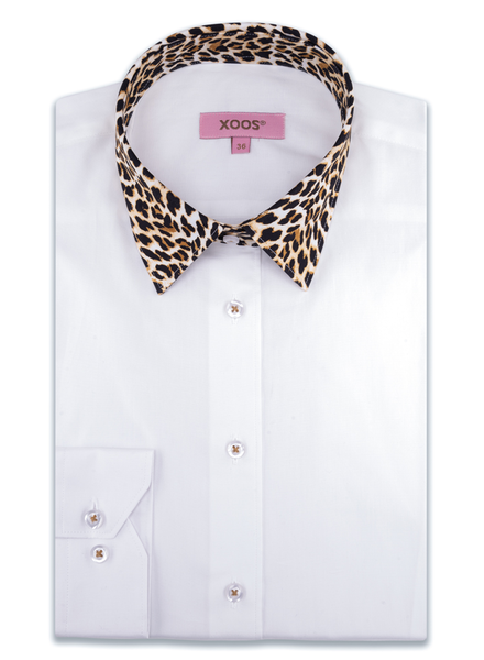 women's high collar white dress shirt