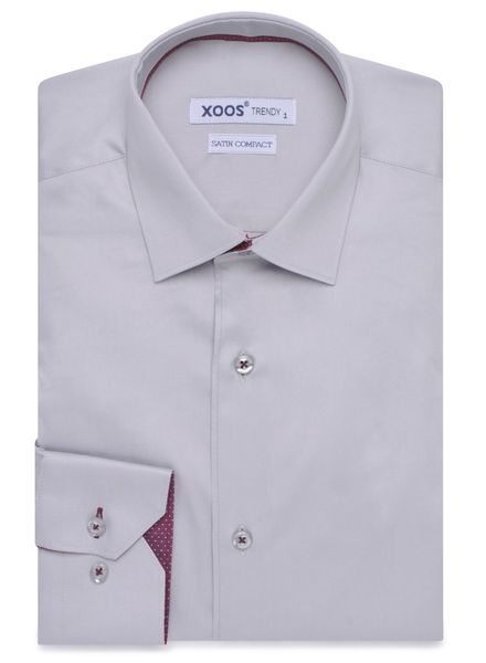 XOOS Chemise NON CINTRÉE grise à doubure à pois Burgandy