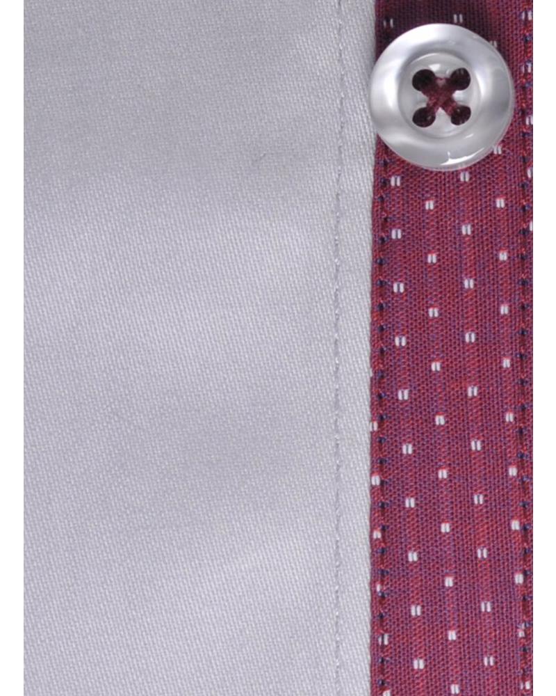 XOOS CASSIC-FIT light gray dress shirt burgandy polka dot braid