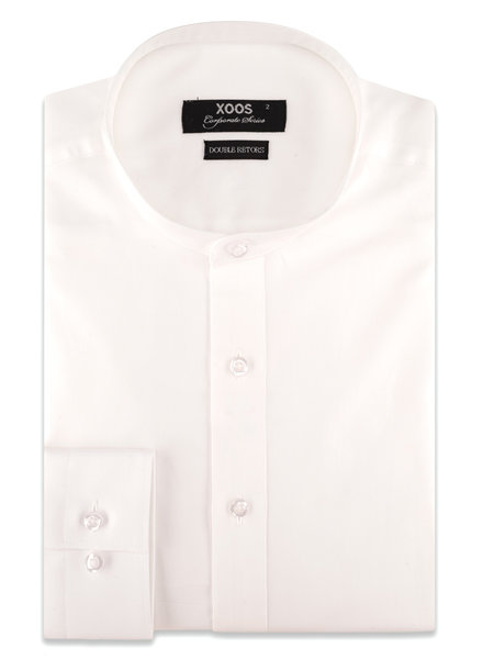 XOOS Men's officer collar white dress shirt (Double Twisted)