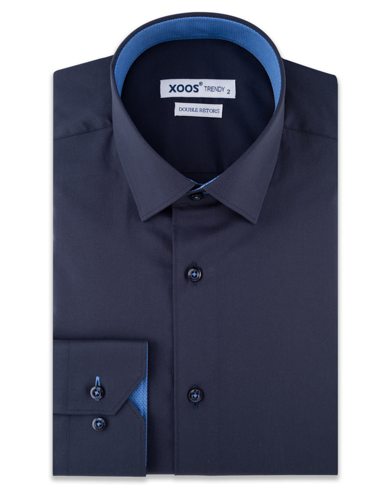 Men's navy dress shirt blue polka dots 