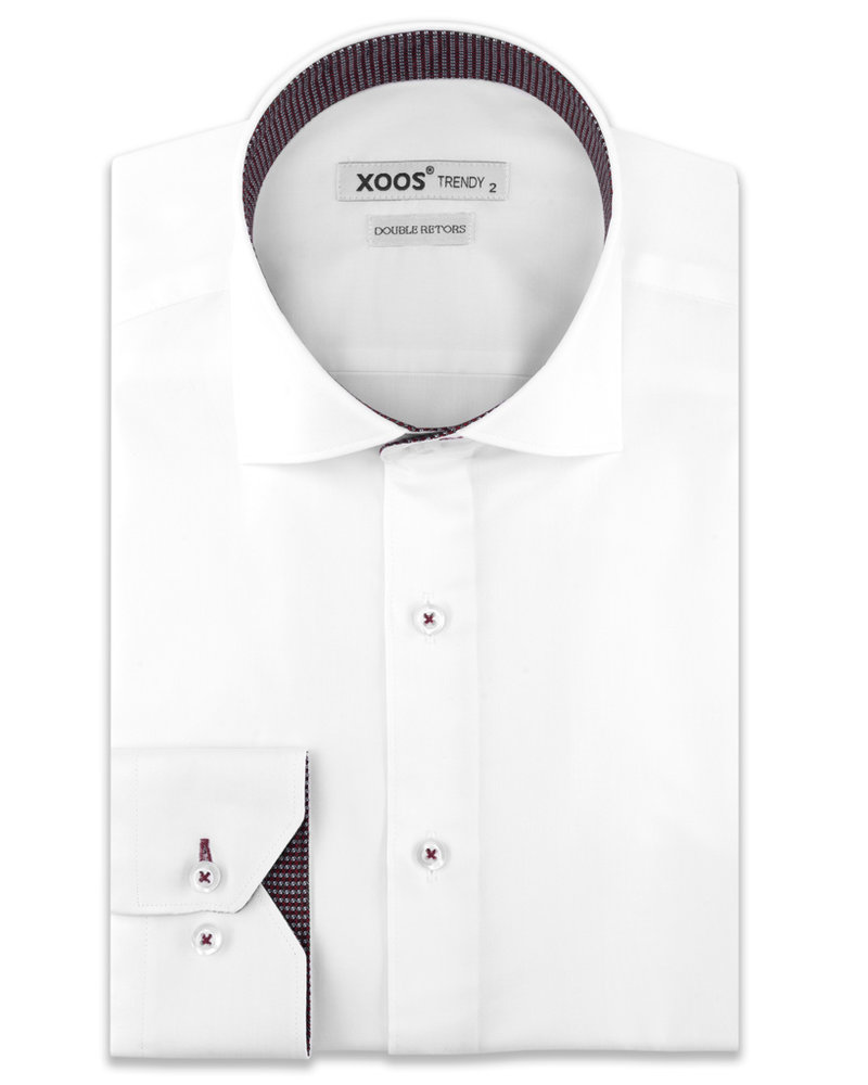 XOOS Men's white dress shirt caramel woven lining (Double Twisted)