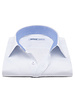 XOOS Men's white woven blue patterned fitted dress shirt with blue lining