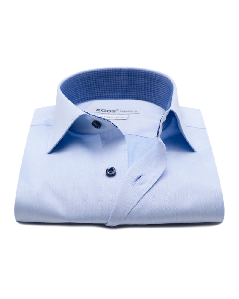 XOOS Men's light blue dress shirt with blue printed lining  (Double Twisted)