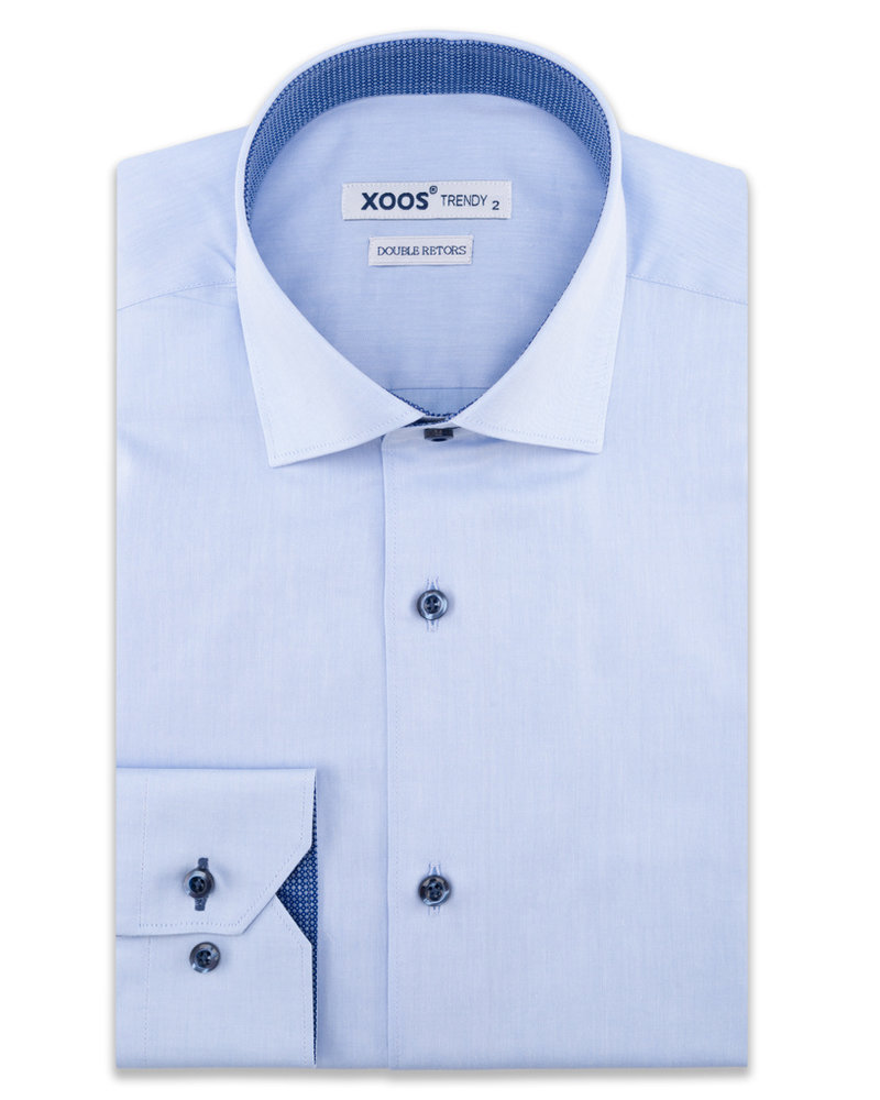 XOOS Men's blue dress shirt with blue printed lining  (Double Twisted)