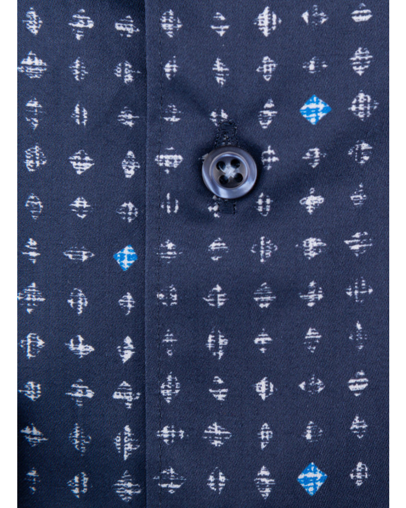 XOOS Men's navy blue dress shirt with diamond prints