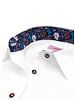 XOOS WOMEN'S white shirt with navy floral lining and colored buttons