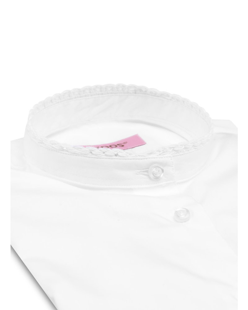 XOOS WOMEN'S white officer collar shirt with frill edges