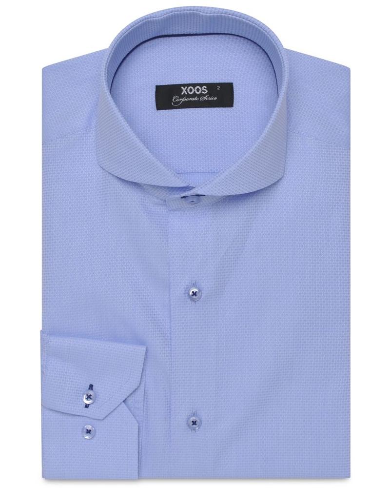 XOOS CLASSIC-FIT light blue Jacquard dress shirt