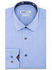 XOOS Men's blue fitted dress shirt floral lining and colored buttons (Double Twisted)