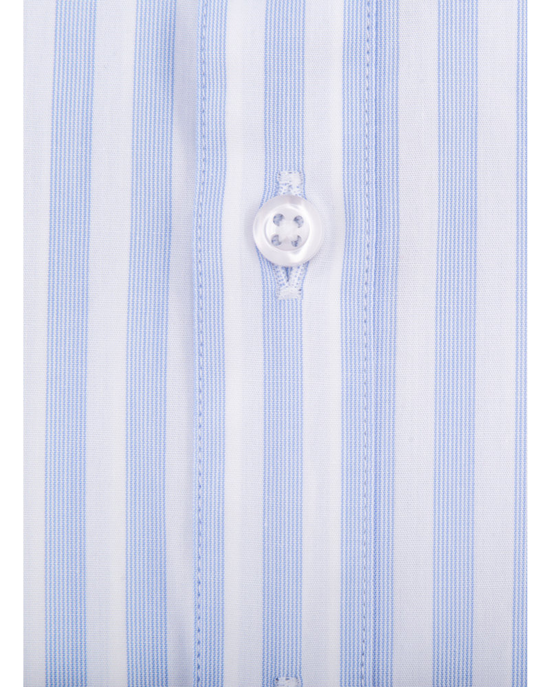 XOOS Men's officer collar blue striped shirt (Double twisted)