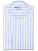 XOOS Men's officer collar blue striped shirt (Double twisted)