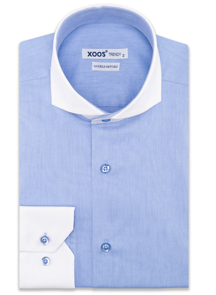 XOOS Blue Full Spread collar financial dress shirt (Double Twisted)