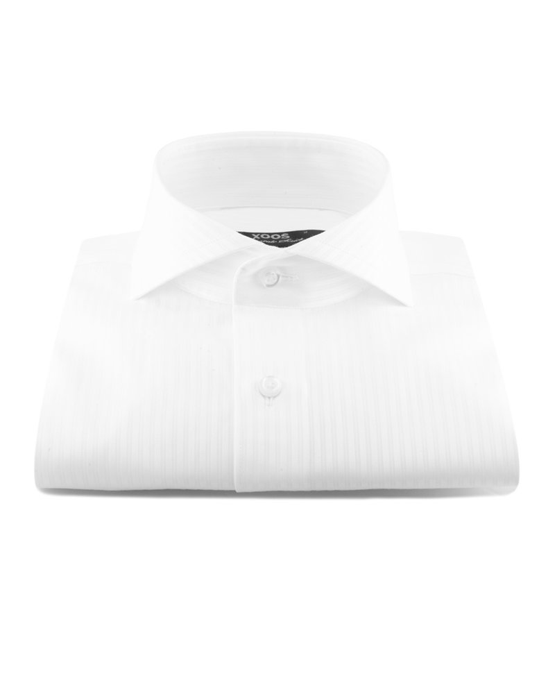 Men's white tone on tone striped Full ...