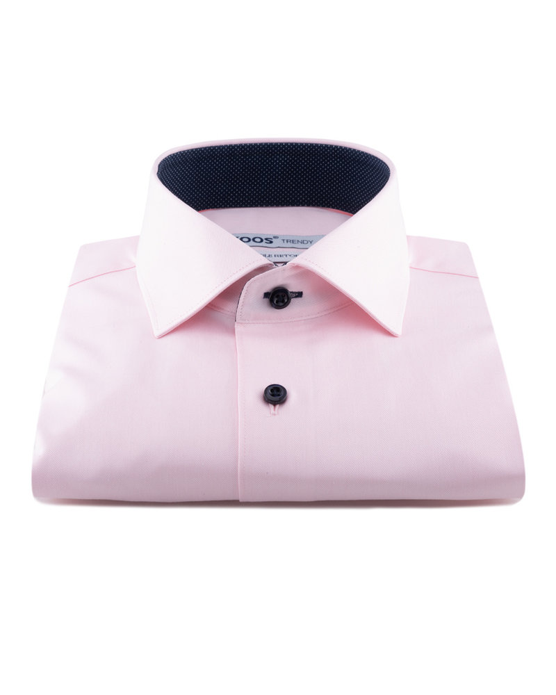 XOOS Men's light pink dress shirt and black polka dots lining (Double Twisted)