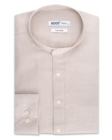 XOOS Men's linen beige dress shirt with officer collar