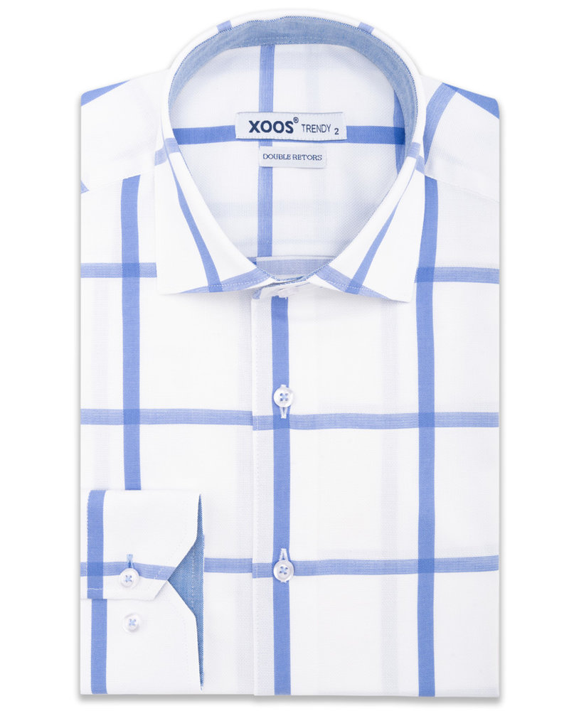 Men's white fitted dress shirt with 