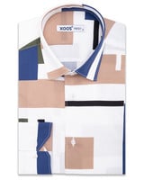 XOOS Men's navy-kaki-beige patchwork shirt