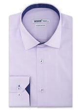 XOOS Men's lavander dress shirt and navy blue woven lining (Double Twisted)