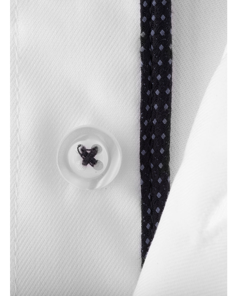 XOOS White fitted dress shirt black polka dots lining (Double twisted)