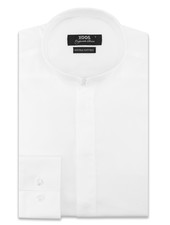 XOOS Men's reversed officer collar white dress shirt