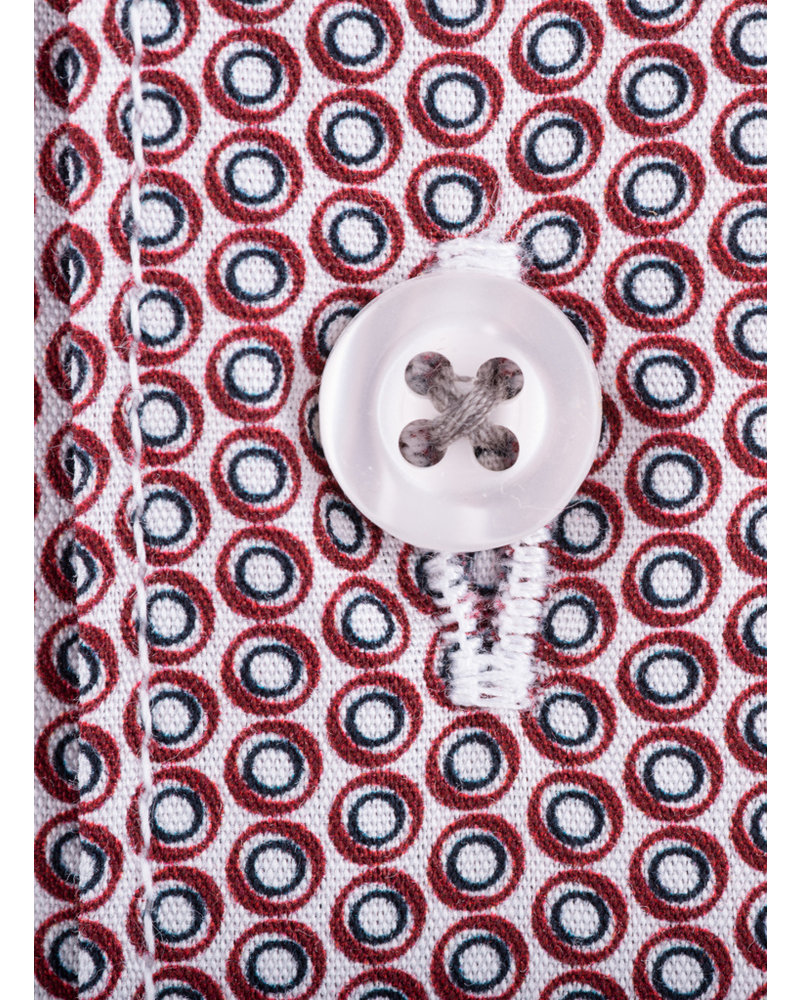 XOOS Men's circular prints dress shirt gray collar braid
