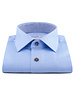 XOOS Men's blue fitted dress shirt patterned lining and colored buttons (Double Twisted)